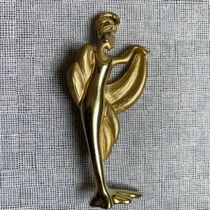 VINTAGE Brooch Art Deco Dancer Gold
